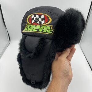 Vintage Team Arctic Cat Rabbit Fur Bomber Trapper Snowmobile XL Hat Cap RARE